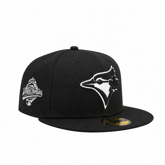 59FIFTY NEW ERA MEN'S MLB 1993 WORLD SERIES TORONTO BLUE JAYS BLACK/WHITE FITTED HAT