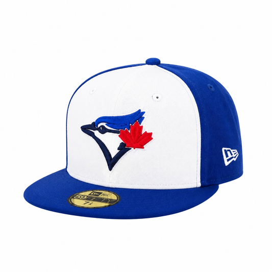 59FIFTY NEW ERA MEN'S MLB TORONTO BLUE JAYS ALTERNATE 3 AUTHENTIC COLLECTION ON-FIELD WHITE/ROYAL BLUE FITTED HAT