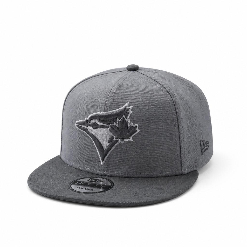 MEN'S NEW ERA MLB GRAPHITE & BLACK TORONTO BLUE JAYS 50TH SEASON PATCH 9FIFTY SNAPBACK HAT