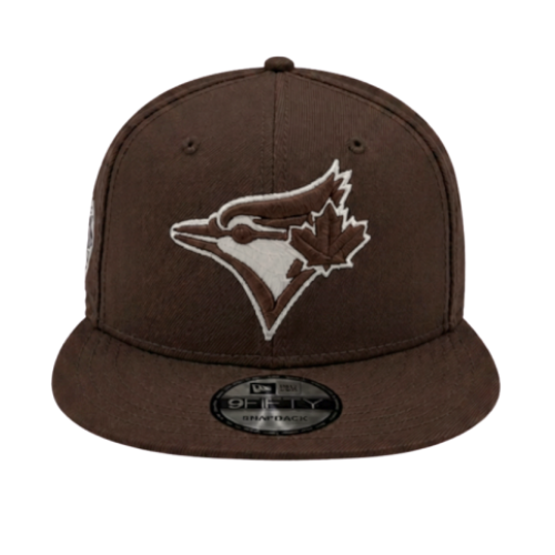 MEN'S NEW ERA MLB BROWN & WHITE TORONTO BLUE JAYS 50TH SEASON PATCH 9FIFTY SNAPBACK HAT
