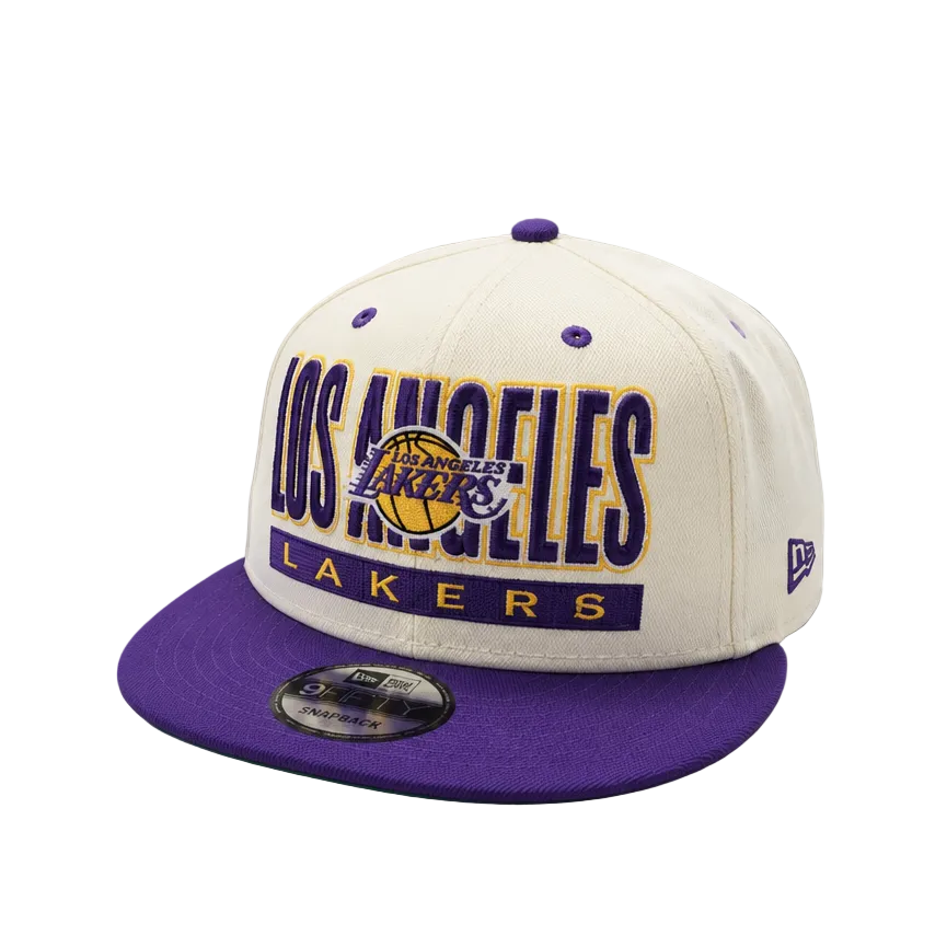 9FIFTY MEN'S NEW ERA NBA LOS ANGELES LAKERS CREAM WHITE/PURPLE SNAPBACK HAT