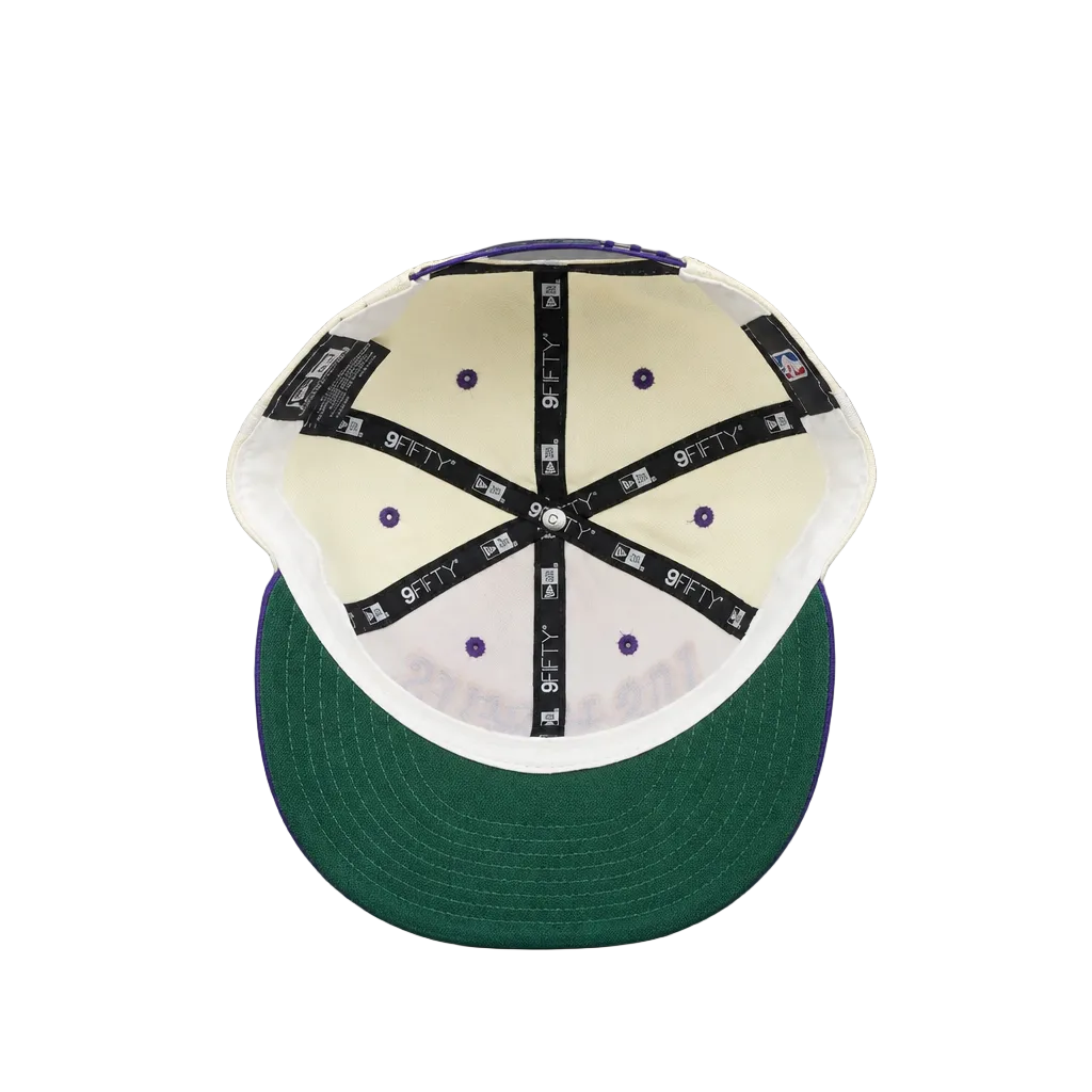 9FIFTY MEN'S NEW ERA NBA LOS ANGELES LAKERS CREAM WHITE/PURPLE SNAPBACK HAT