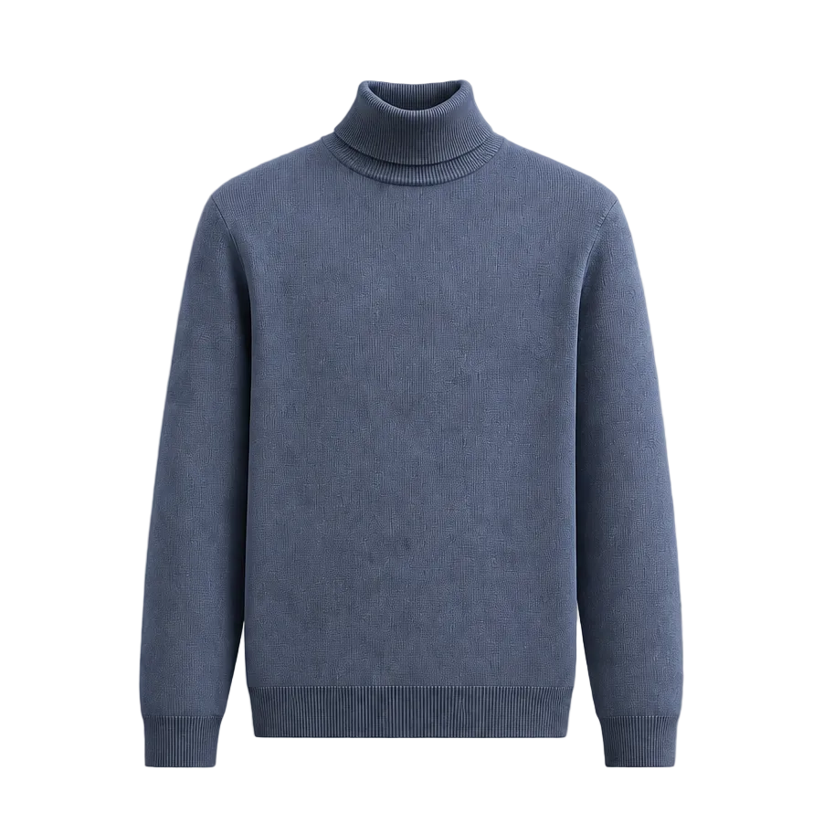 ROUGH DRESS MEN'S LONG SLEEVE NAVY BLUE TURTLE NECK