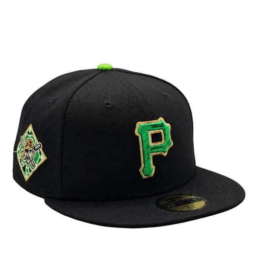 NEW ERA 59FIFTY MLB PITTSBURGH PIRATES BLACK & GREEN FITTED HAT