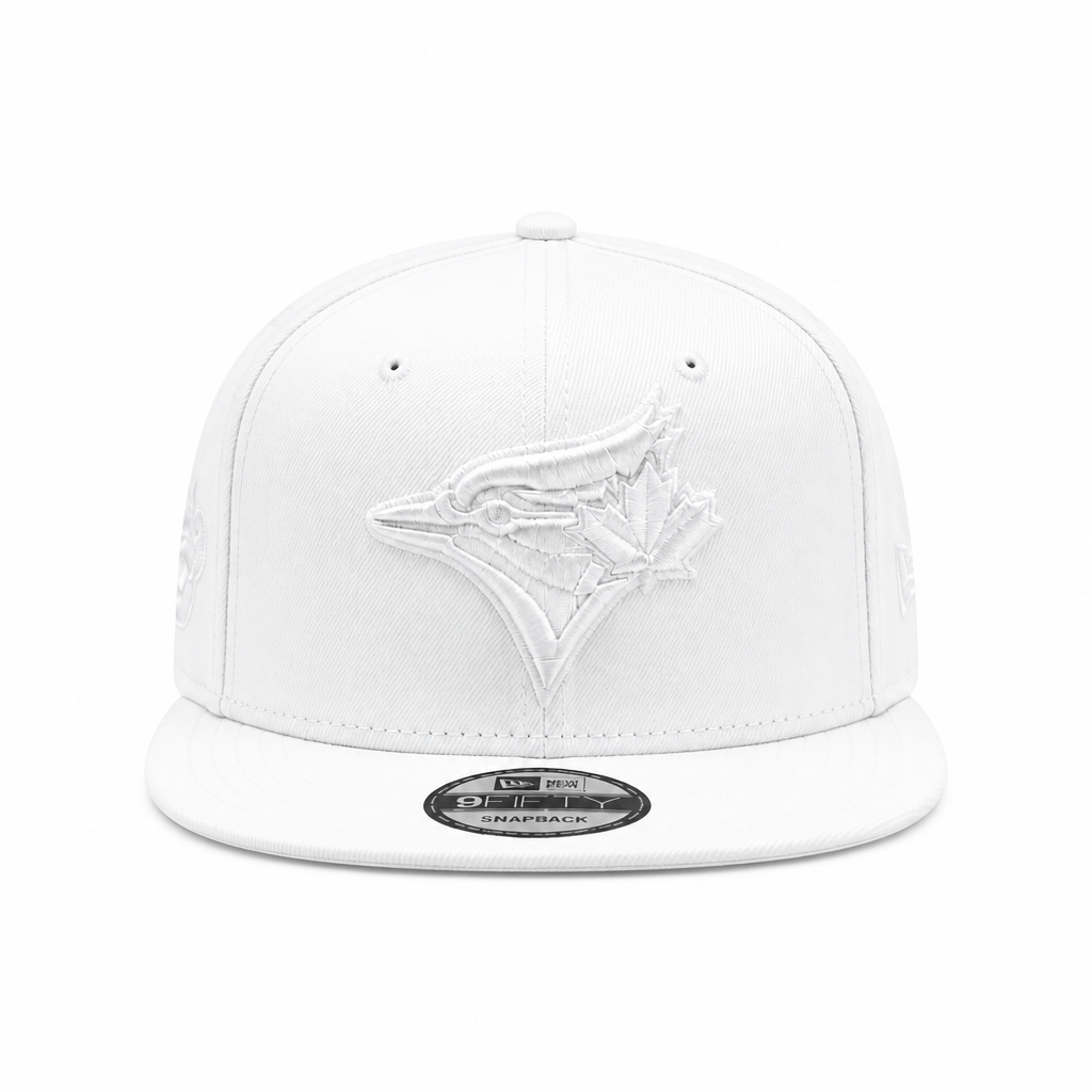MEN'S NEW ERA MLB ALL WHITE TORONTO BLUE JAYS 50TH SEASON PATCH 9FIFTY SNAPBACK HAT