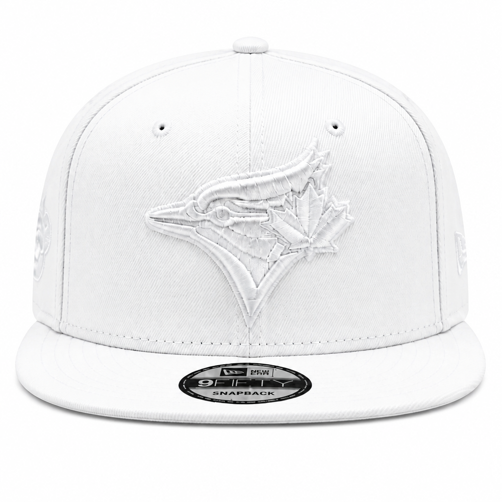 MEN'S NEW ERA MLB ALL WHITE TORONTO BLUE JAYS 50TH SEASON PATCH 9FIFTY SNAPBACK HAT