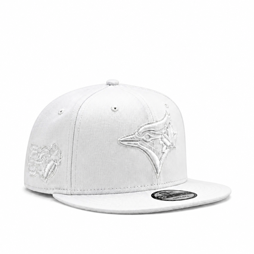 MEN'S NEW ERA MLB ALL WHITE TORONTO BLUE JAYS 50TH SEASON PATCH 9FIFTY SNAPBACK HAT