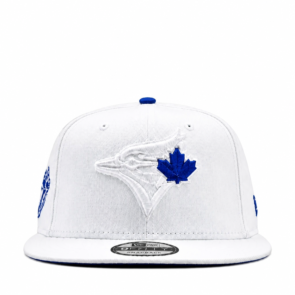 MEN'S NEW ERA MLB WHITE & ROYAL BLUE TORONTO BLUE JAYS 50TH SEASON PATCH 9FIFTY SNAPBACK HAT