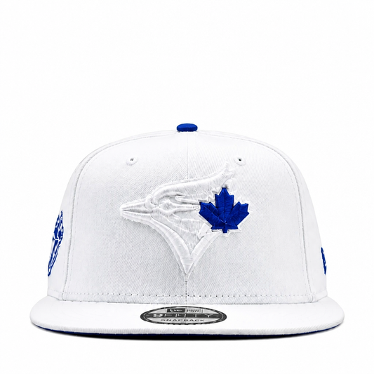 MEN'S NEW ERA MLB WHITE & ROYAL BLUE TORONTO BLUE JAYS 50TH SEASON PATCH 9FIFTY SNAPBACK HAT