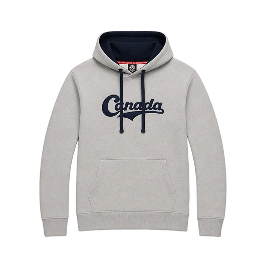 MEN'S EMBROIDERED CANADA FLEECE PULLOVER HOODIE (GREY)