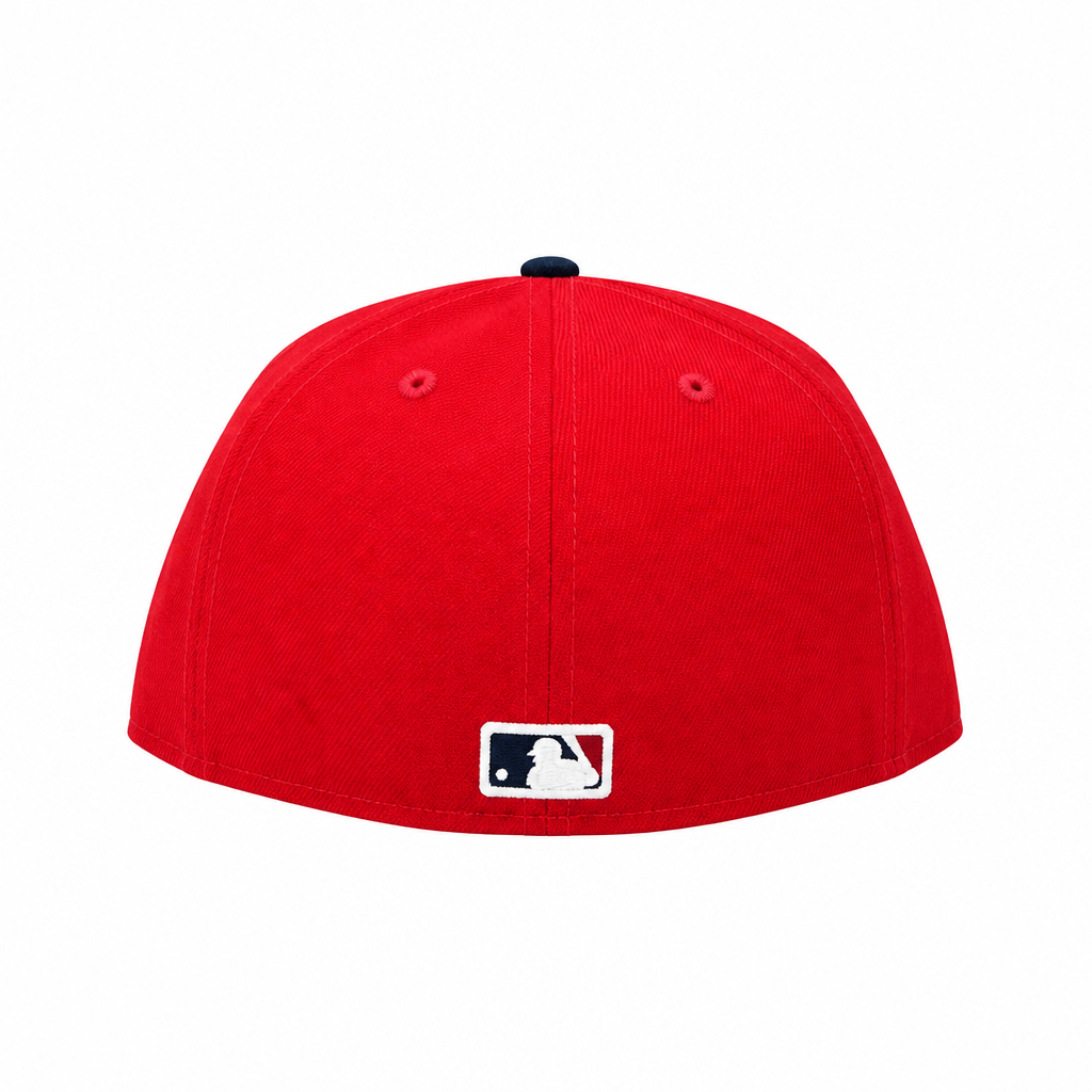 59FIFTY NEW ERA MLB TORONTO BLUE JAYS RED/NAVY BLUE WITH GOLD LEAF LOGO FITTED HAT