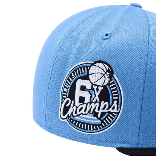 NEW ERA 9FIFTY NEW ERA CHICAGO BULLS 6X CHAMPS SKY BLUE/BLACK SNAPBACK HAT