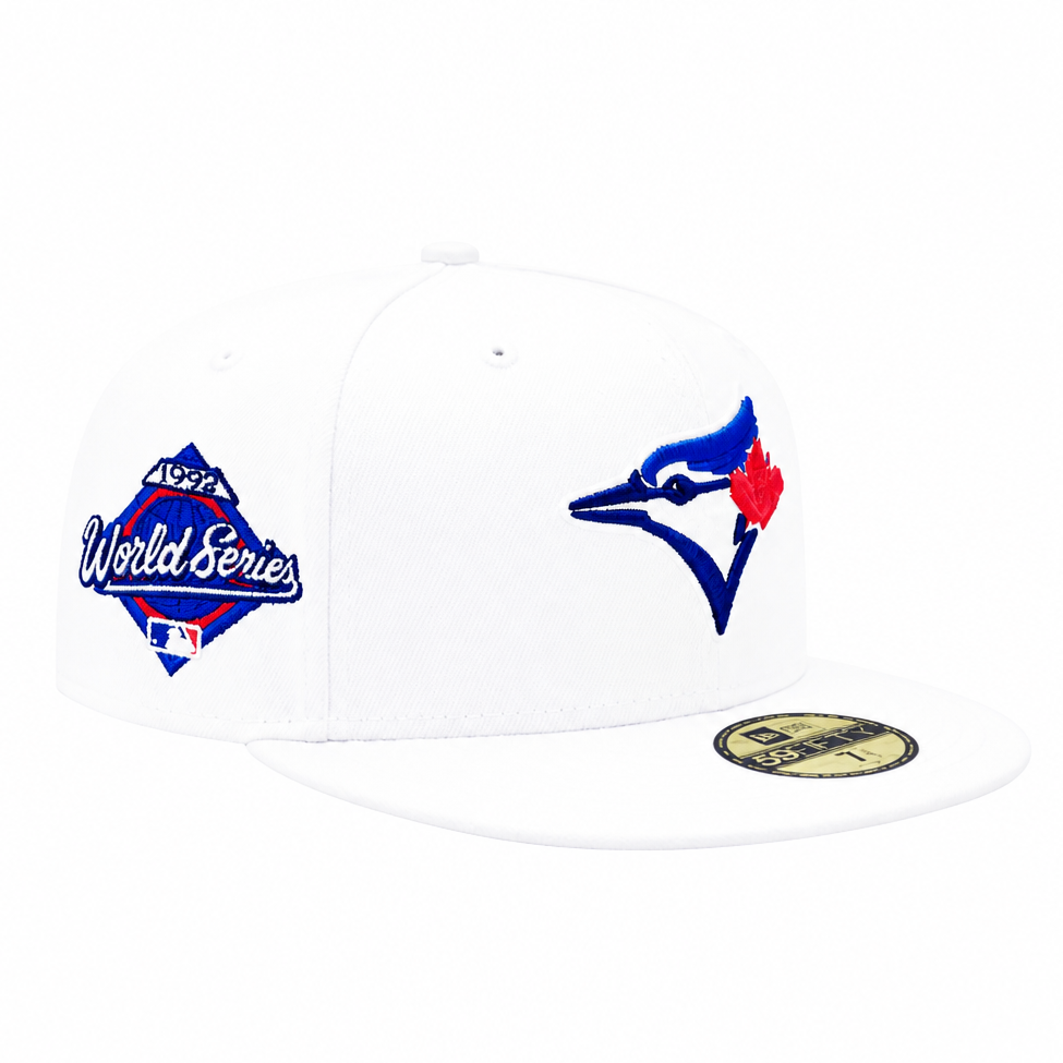 59FIFTY NEW ERA MLB 1992 WORLD SERIES TORONTO BLUE JAYS WHITE/BLUE FITTED HAT