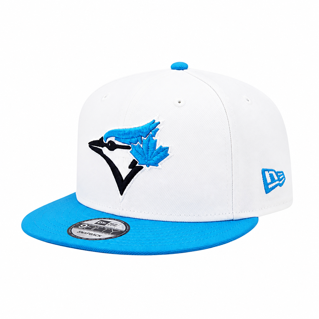 NEW ERA 9FIFTY MLB 1992 WORLD SERIES TORONTO BLUE JAYS WHITE & AQUA BLUE SNAPBACK HAT