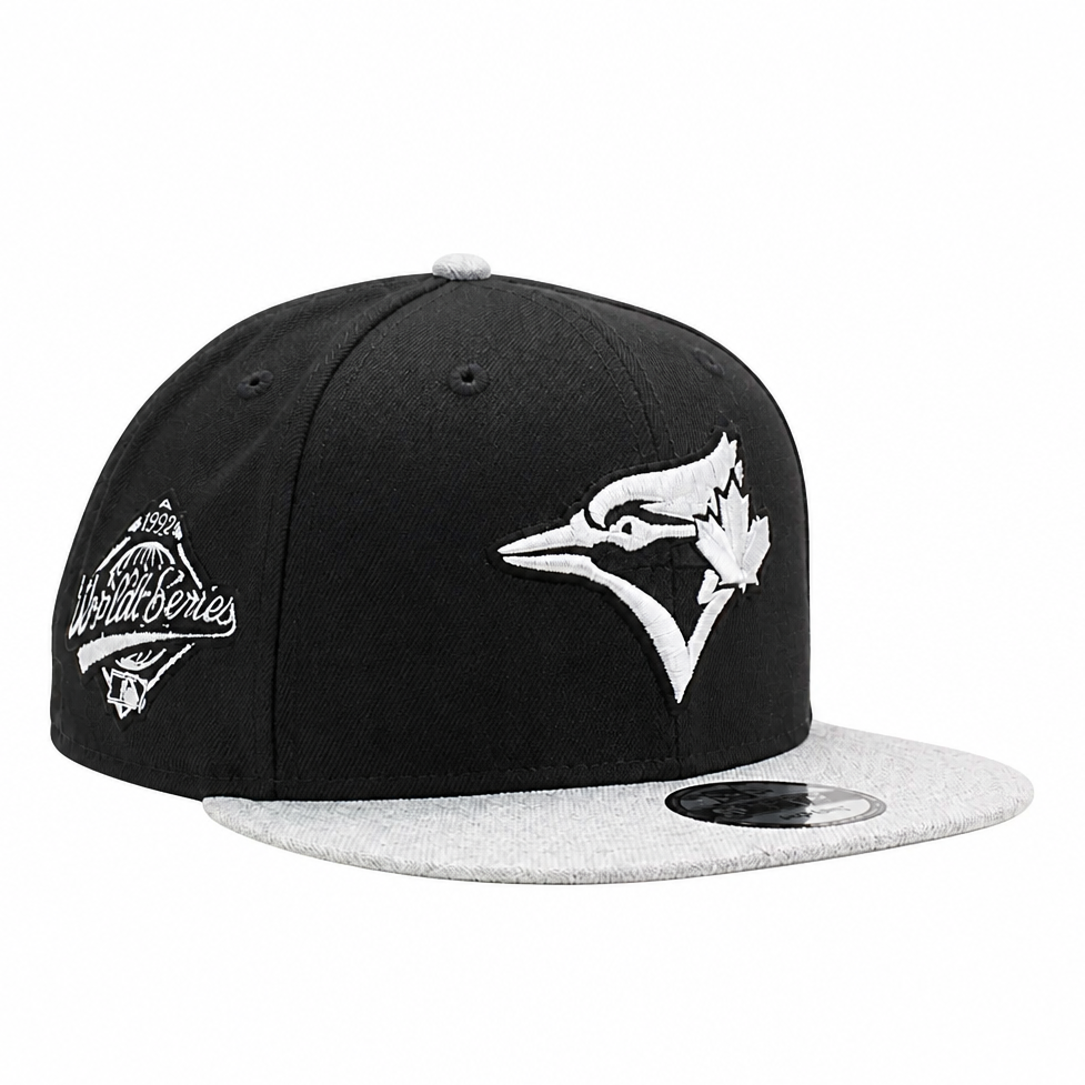 NEW ERA 9FIFTY WORLD SERIES 1992 MLB TORONTO BLUE JAYS BLACK & HEATHER GREY SNAPBACK HAT
