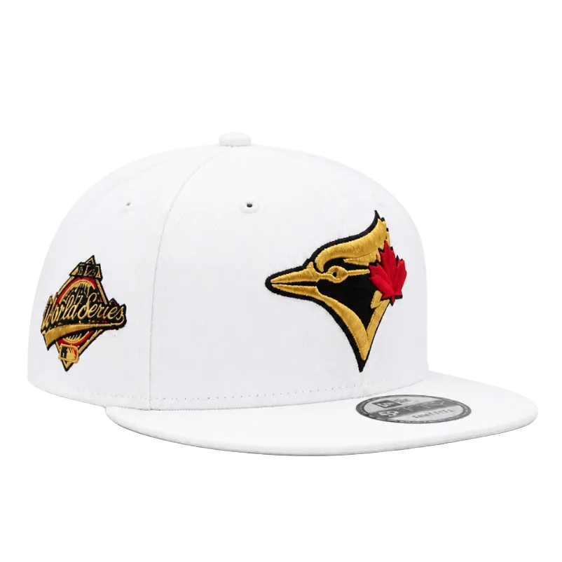 NEW ERA 9FIFTY MLB 1993 WORLD SERIES TORONTO BLUE JAYS WHITE, GOLD & RED SNAPBACK HAT