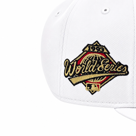 NEW ERA 9FIFTY MLB 1993 WORLD SERIES TORONTO BLUE JAYS WHITE, GOLD & RED SNAPBACK HAT