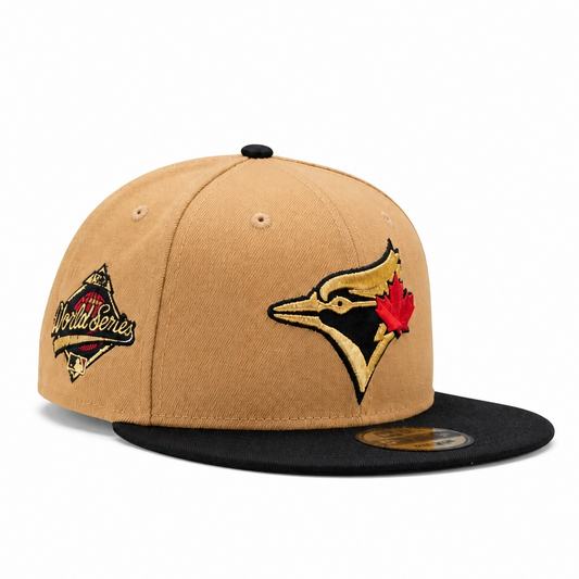 NEW ERA 9FIFTY MLB 1992 WORLD SERIES TORONTO BLUE JAYS LIGHT BRONZE & BLACK SNAPBACK HAT