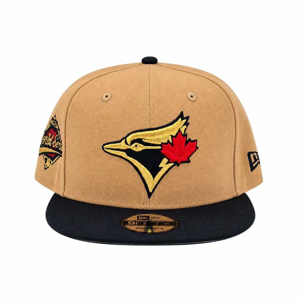 NEW ERA 9FIFTY MLB 1992 WORLD SERIES TORONTO BLUE JAYS LIGHT BRONZE & BLACK SNAPBACK HAT