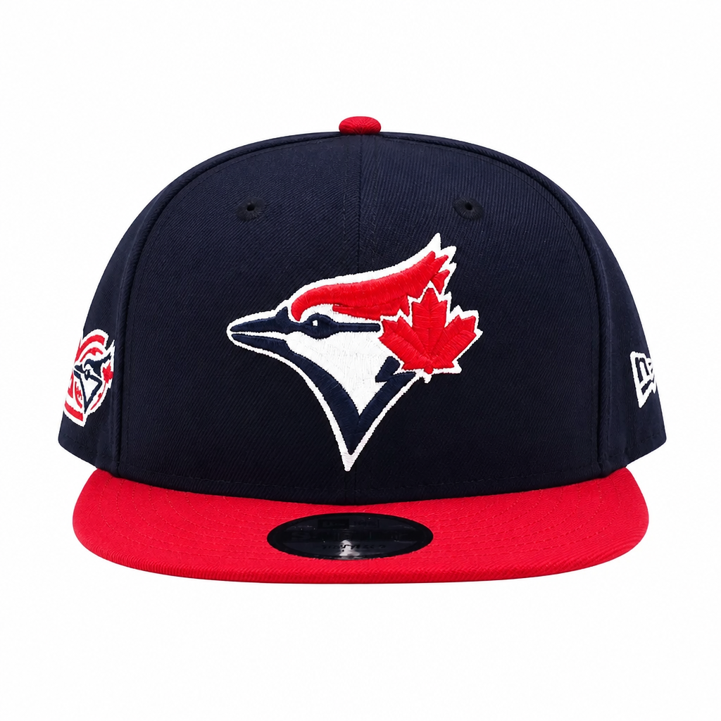 NEW ERA 9FIFTY MLB TORONTO BLUE JAYS 20TH ANNIVERSARY NAVY BLUE & SCARLET RED SNAPBACK HAT