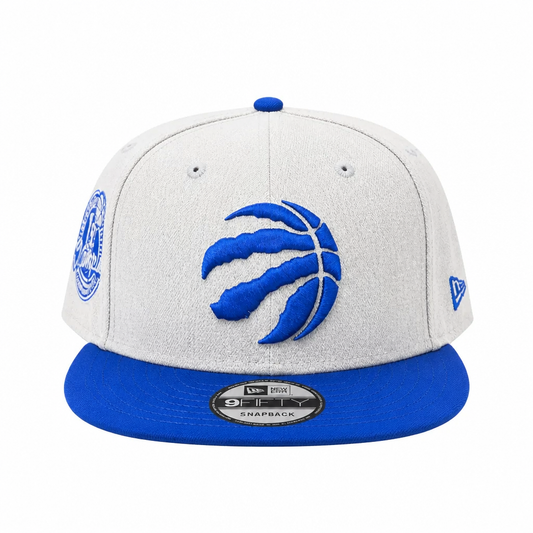 NEW ERA 9FIFTY NBA TORONTO RAPTORS 1X CHAMPS HEATHER GREY ROYAL SNAPBACK HAT