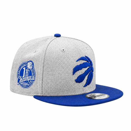 NEW ERA 9FIFTY NBA TORONTO RAPTORS 1X CHAMPS HEATHER GREY ROYAL SNAPBACK HAT