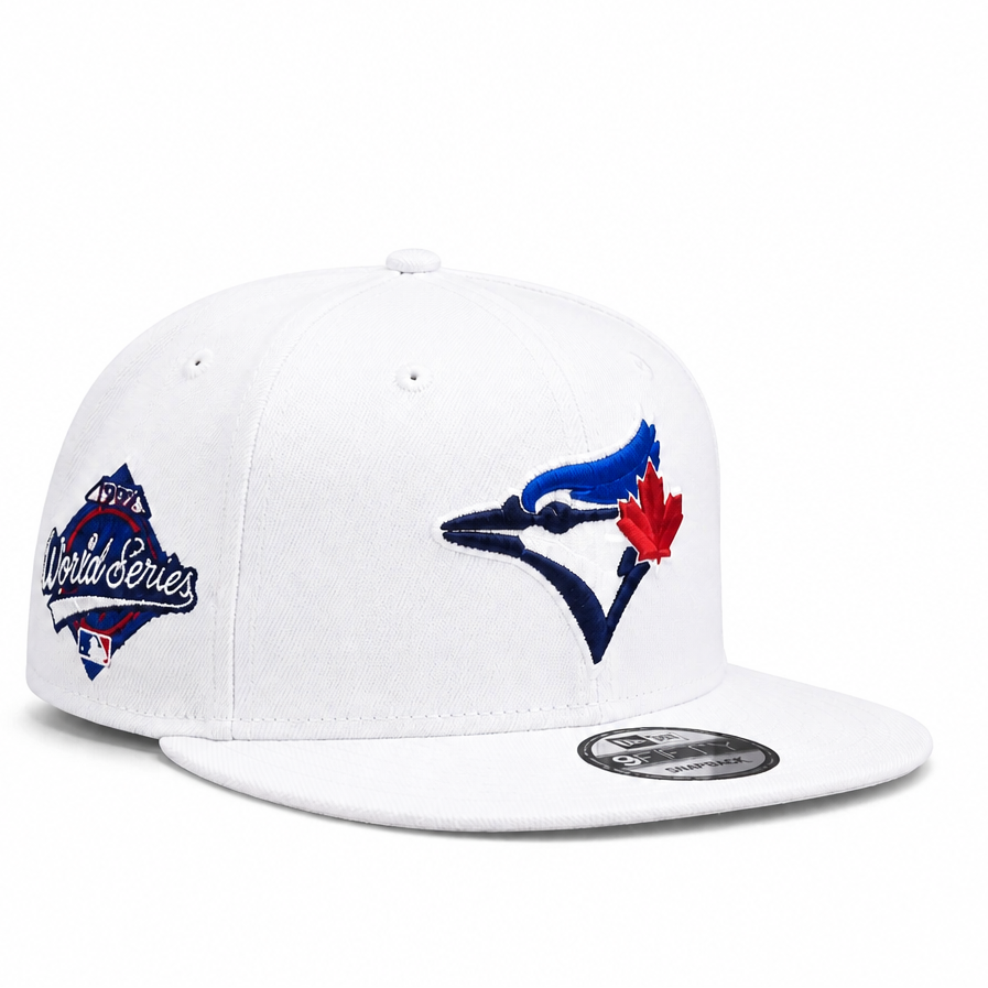 NEW ERA 9FIFTY MLB 1992 WORLD SERIES TORONTO BLUE JAYS WHITE & BLUE OTC SNAPBACK HAT