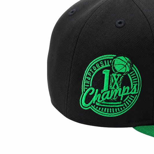 NEW ERA 9FIFTY NBA TORONTO RAPTORS 1X CHAMPS BLACK KELLY GREEN SNAPBACK HAT