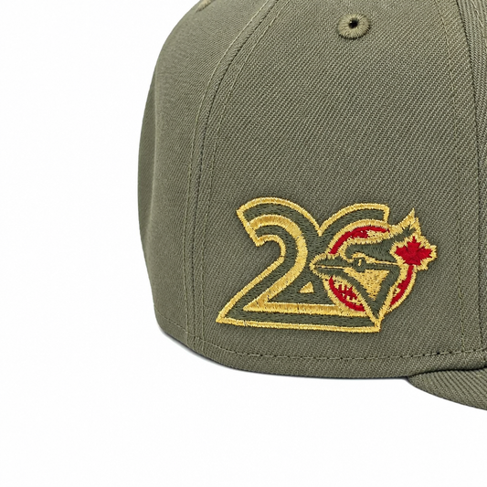 NEW ERA 9FIFTY MLB TORONTO BLUE JAYS 20TH ANNIVERSARY OLIVE GREEN & GOLD SNAPBACK HAT