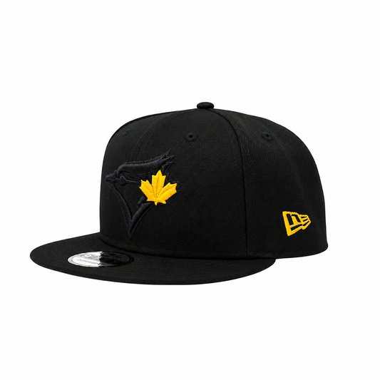 NEW ERA 9FIFTY MLB TORONTO BLUE JAYS 20TH ANNIVERSARY ALL BLACK & GOLD LEAF SNAPBACK HAT