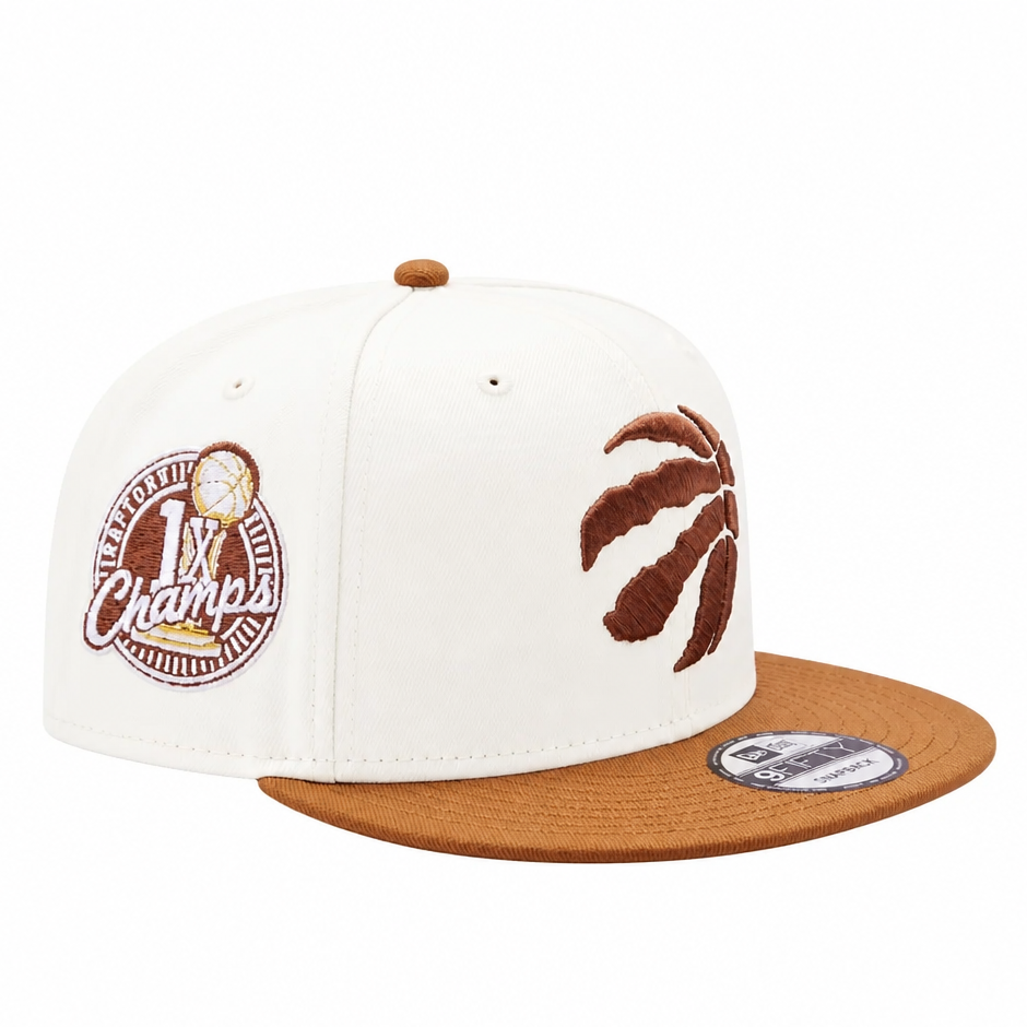 NEW ERA 9FIFTY NBA TORONTO RAPTORS 1X CHAMPS CREAM/BROWN SNAPBACK HAT