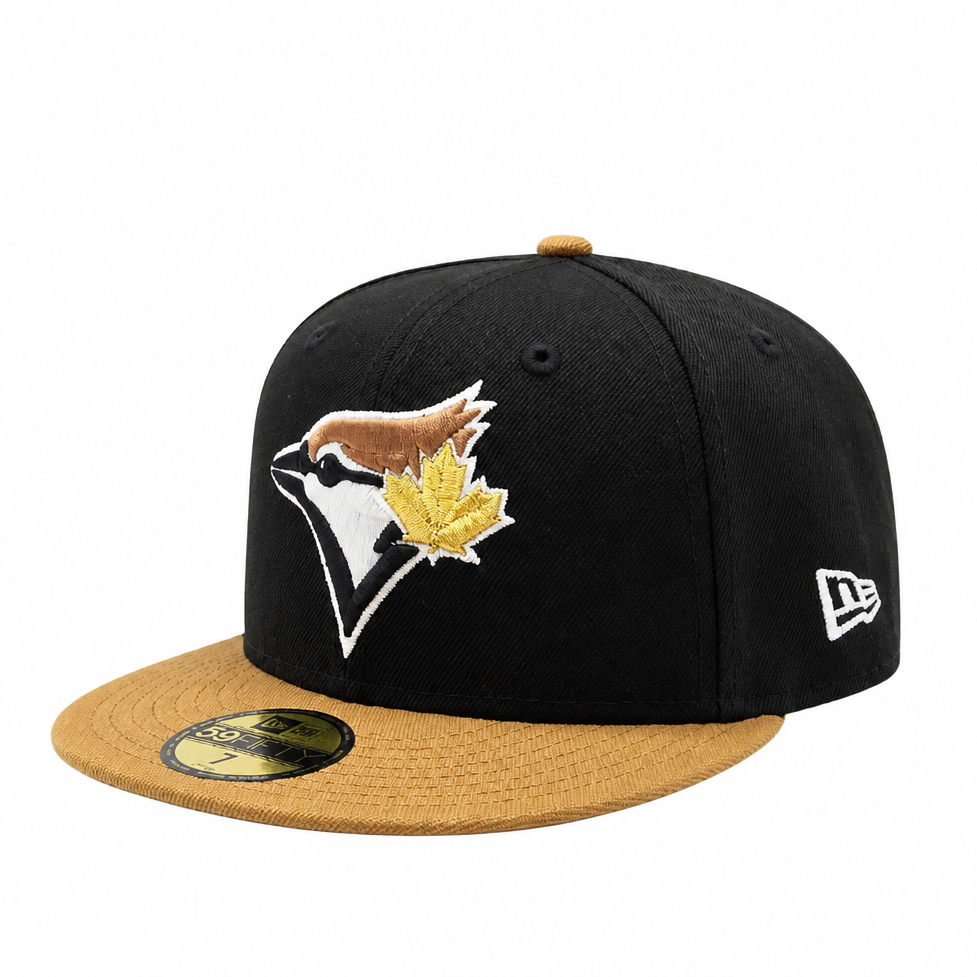 59FIFTY NEW ERA MLB TORONTO BLUE JAYS BLACK/LIGHT BRONZE BROWN WITH GOLD LEAF FITTED HAT