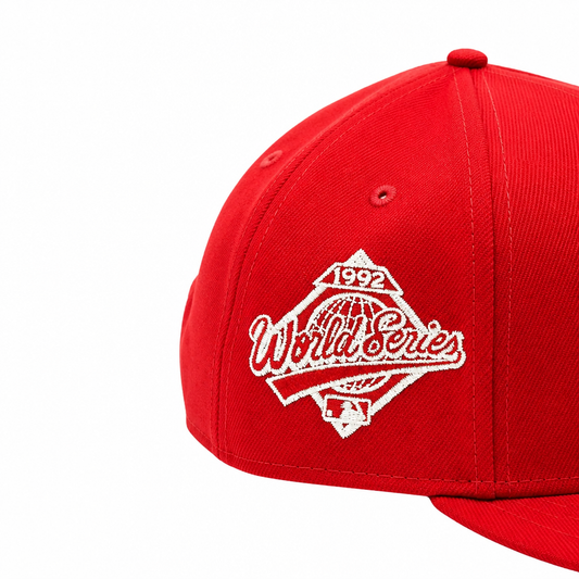 NEW ERA 9FIFTY MLB TORONTO 1992 WORLD SERIES TORONTO BLUE JAYS SCARLET RED SNAPBACK HAT