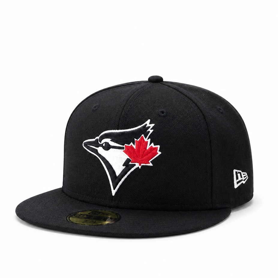 59FIFTY MEN'S MLB TORONTO BLUE JAYS BLACK/WHITE RED LEAF FITTED HAT