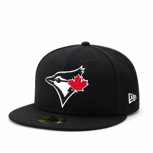 59FIFTY MEN'S MLB TORONTO BLUE JAYS BLACK/WHITE RED LEAF FITTED HAT