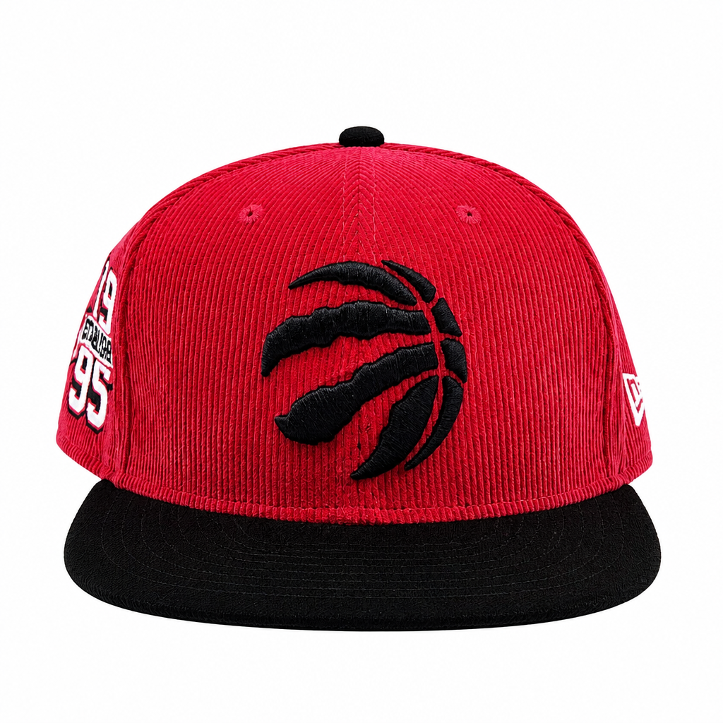 NEW ERA 9FIFTY TORONTO RAPTORS 1995 ESTABLISHED RED CORD/BLACK VELVET SNAPBACK HAT