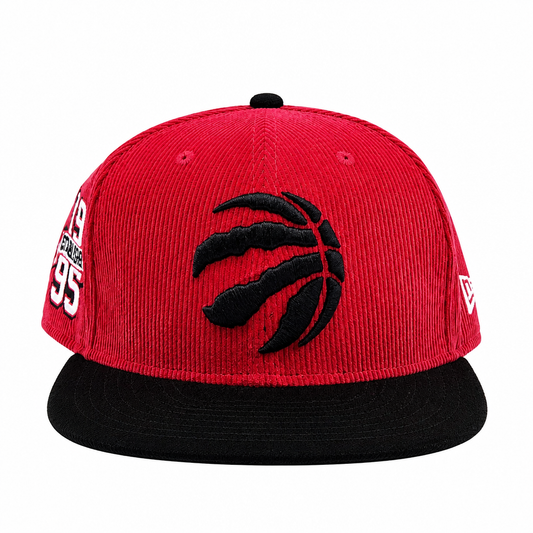 NEW ERA 9FIFTY TORONTO RAPTORS 1995 ESTABLISHED RED CORD/BLACK VELVET SNAPBACK HAT