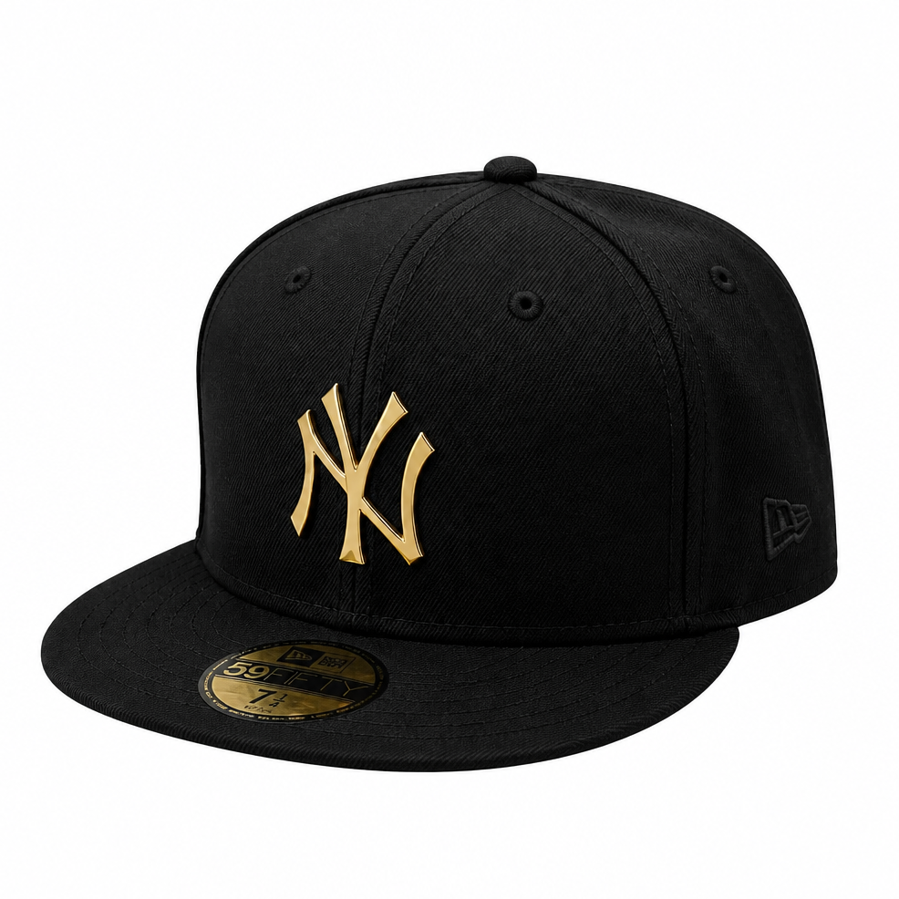 NEW ERA 59FIFTY NEW YORK YANKEES BLACK/GOLD METAL BADGE FITTED HAT