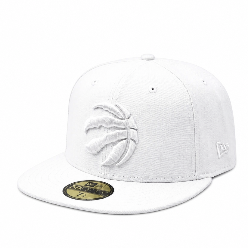 NEW ERA 59FIFTY TORONTO RAPTORS ALL WHITE FITTED HAT
