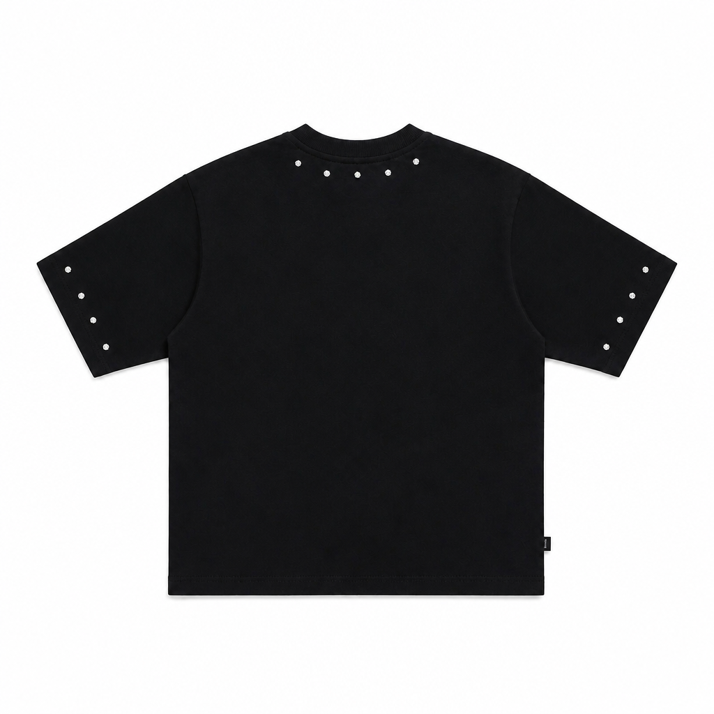 SWITCH MEN'S LOYALTY RHINESTONE GRAPHIC DESIGN DROP SHOULDER T-SHIRT (BLACK)