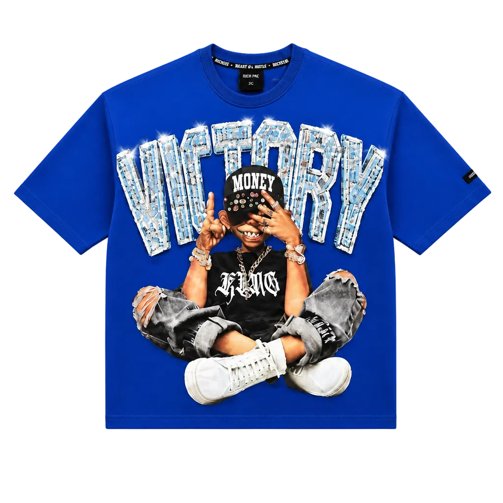 SWITCH MEN'S VICTORY GOT A PRICE, I PAID IT RHINESTONE GRAPHIC DESIGN DROP SHOULDER T-SHIRT (ROYAL BLUE)