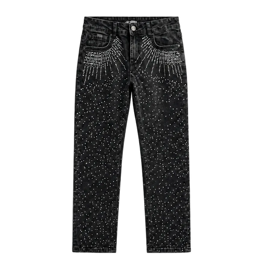 SWITCH REMARKABLE MEN'S ALL OVER RHINESTONE BLACK DENIM JEANS