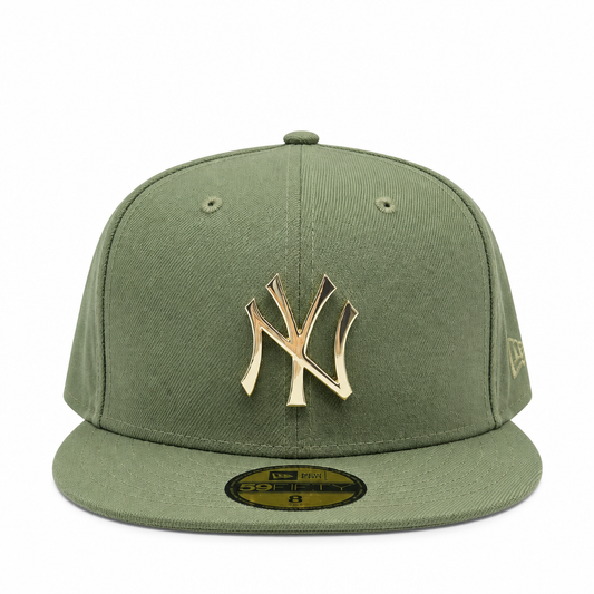 NEW ERA 59FIFTY NEW YORK YANKEES OLIVE/GOLD METAL BADGE FITTED HAT