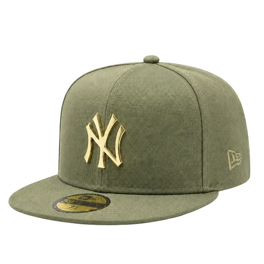 NEW ERA 59FIFTY NEW YORK YANKEES OLIVE/GOLD METAL BADGE FITTED HAT
