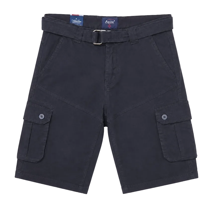 AGILE MEN'S CARGO SHORTS WITH BELT (BLACK)