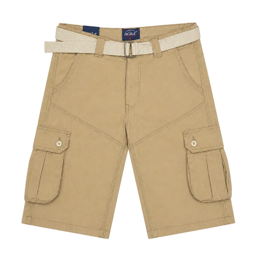 AGILE MEN'S CARGO SHORTS WITH BELT (BEIGE)
