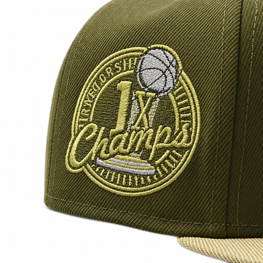 NEW ERA 9FIFTY NBA TORONTO RAPTORS 1X CHAMPS OLIVE SNAPBACK HAT