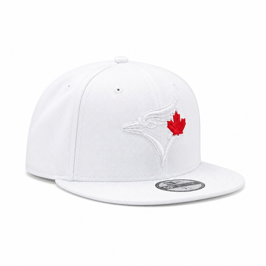 NEW ERA 9FIFTY TORONTO BLUE JAYS WHITE WITH RED LEAF SNAPBACK HAT