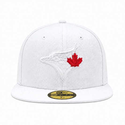 NEW ERA 59FIFTY TORONTO BLUE JAYS WHITE WITH RED LEAF FITTED HAT