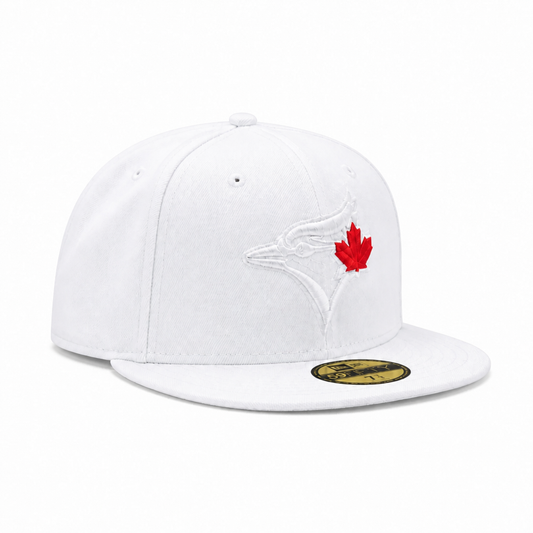 NEW ERA 59FIFTY TORONTO BLUE JAYS WHITE WITH RED LEAF FITTED HAT